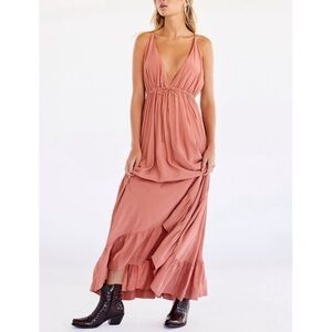 𝅺SWF Ruffle Hem Maxi Dress Deep Plunge Medium